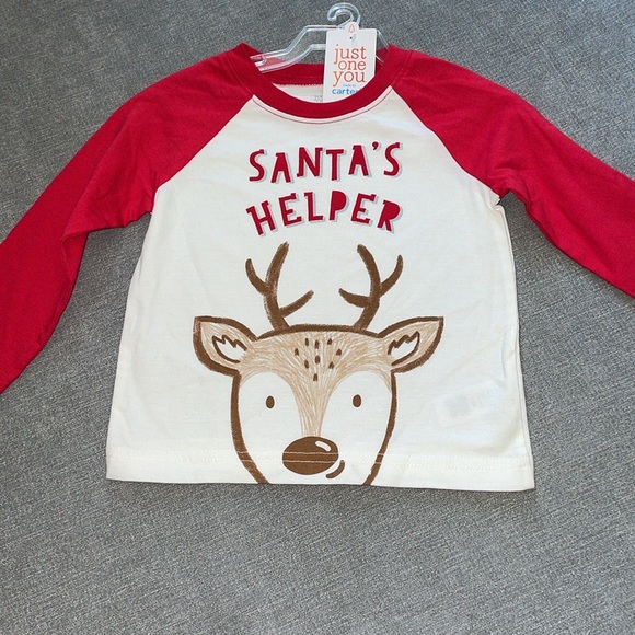 Carters Just One You Santa’s Helper Christmas Reindeer Long Sleeve Shirt - Picture 2 of 3